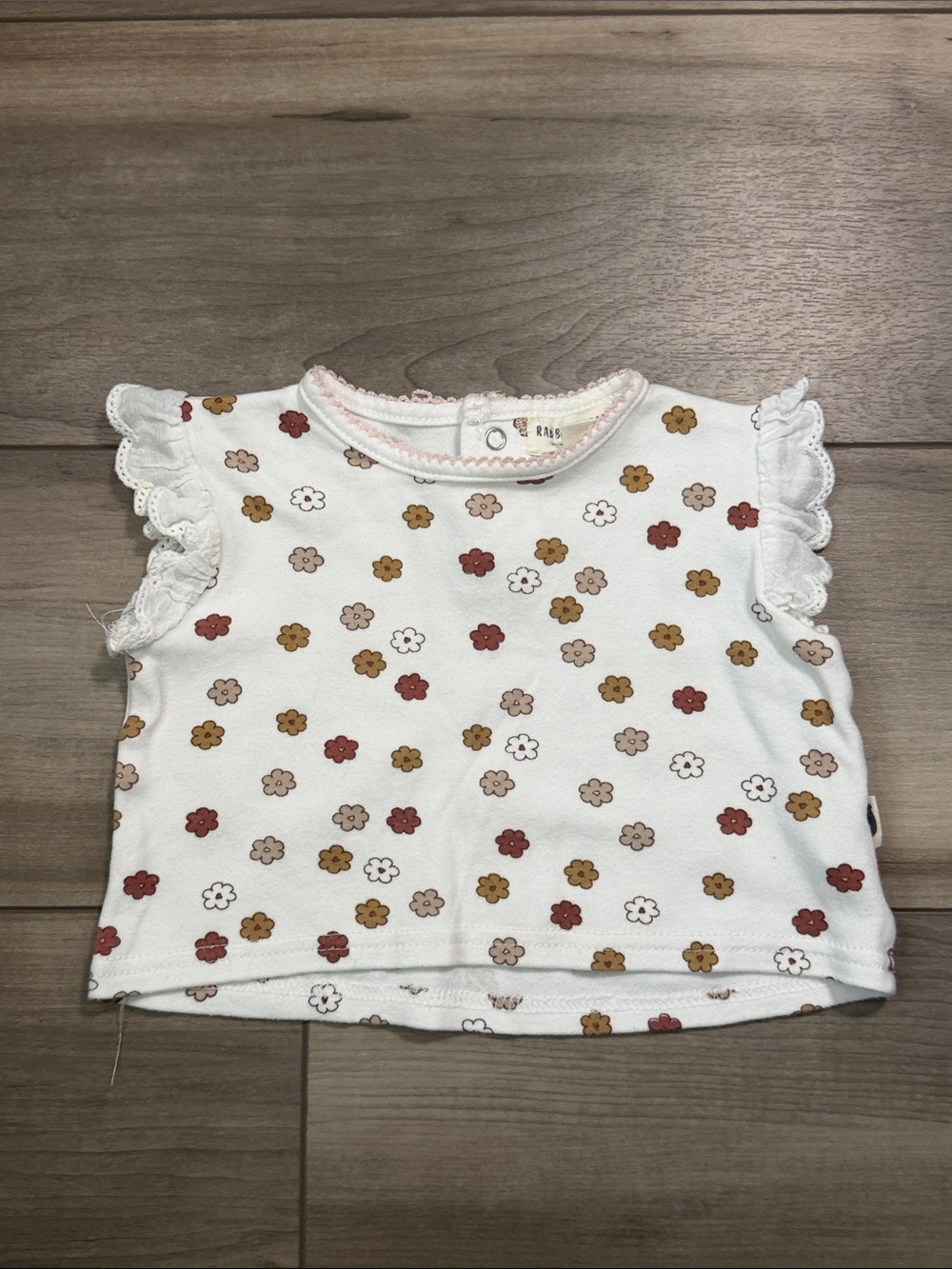 Rabbit + Bear Baby Girl 12M Floral Print Top Ruffle Sleeves